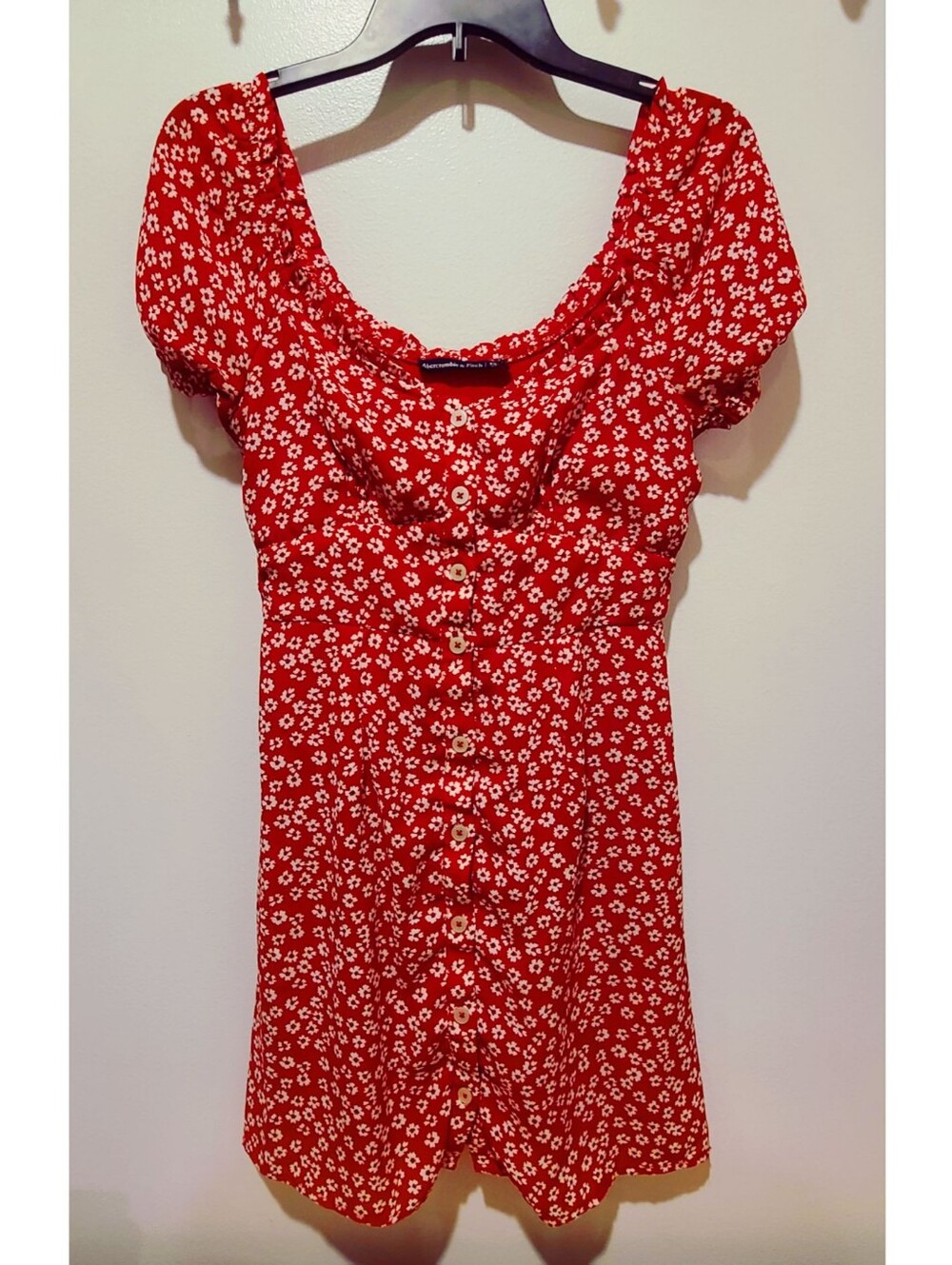 Abercrombie and Fitch Red Floral Dress Button Up XS